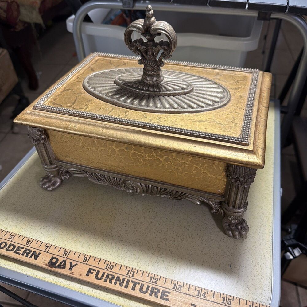 Ornate Heavy Vanity Box Lined Claw Feet